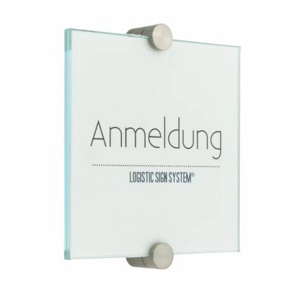 Türschild VITRUM K , Glasschild, Büroschild, Doppelglasschild